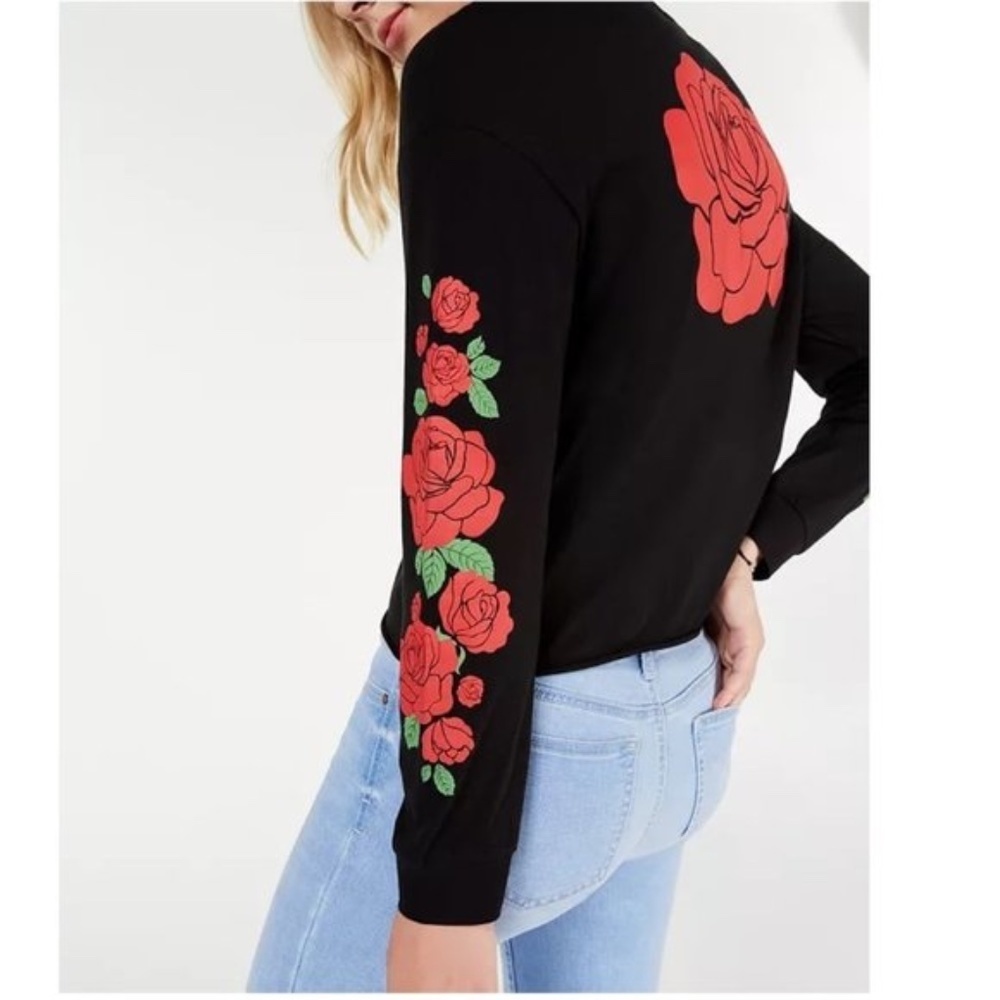 Rebellious One Juniors' Cotton Rose Graphic T-Shirt